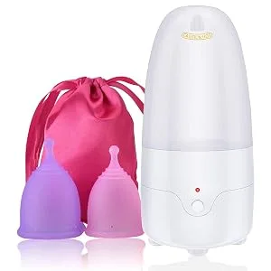 Fliurich Menstrual Cup Steamer Cleaner - Portable Menstrual Cup Wash Kit, High Temperature Steam Sterilization, One Button Control, Comes with Two Reusable Period Cup MCS+Cups - product information 7