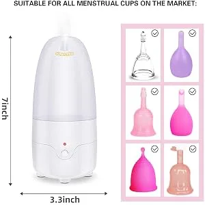 Fliurich Menstrual Cup Steamer Cleaner - Portable Menstrual Cup Wash Kit, High Temperature Steam Sterilization, One Button Control, Comes with Two Reusable Period Cup MCS+Cups - product information 8