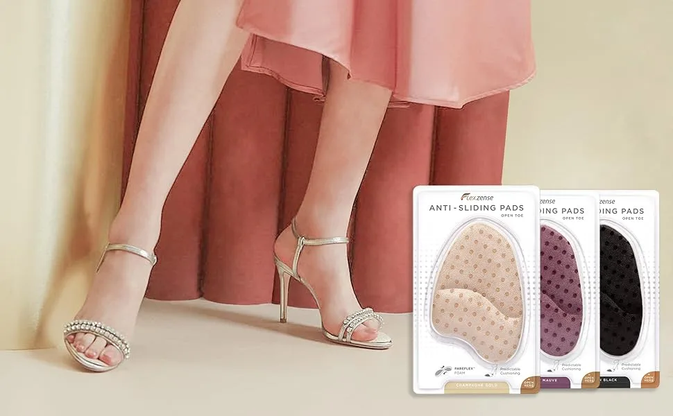 FLEXZENSE Anti-Sliding Pads Open Toe | Maximum Cushioning and Reduce Foot Slip | 1 Pair (Champagne Gold) - ANTI-SLIDING PADS OPEN TOE Champagne Gold Product