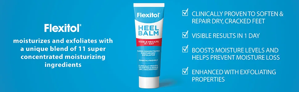 Flexitol Heel Balm, Rich Moisturizing & Exfoliating Foot Cream, Original Version, 4 Oz 4 Ounce (Pack of 1) - Moisturizes and exfoliates with a unique blend of 11 super concentrated moisturizing ingredients