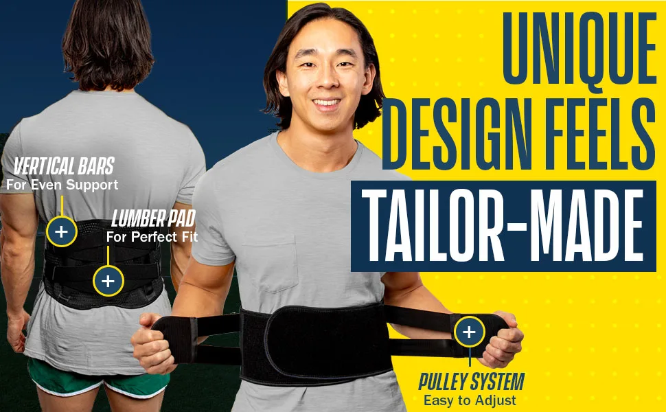 FlexGuard Support Back Brace - Back Support Belts for Men Women, Compression Lower Back Brace for Pain Relief, Strained Muscles, Breathable Lumbar Belts with Functional Pocket for Sciatica (M/L) Medium/Large (Pack of 1) - unique design feels tailor-made: easy to adjust pulley system and lumbar pad for perfect fit
