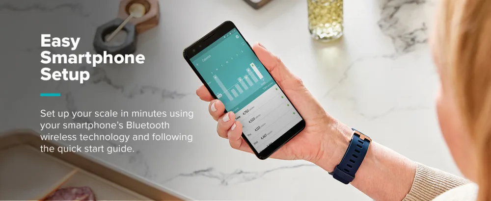 Fitbit Aria Air Bluetooth Digital Body Weight and BMI Smart Scale, Black - Easy smartphone setup
