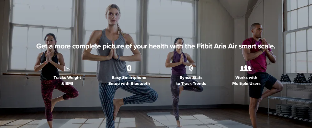 Fitbit Aria Air Bluetooth Digital Body Weight and BMI Smart Scale, Black - Features and benefits