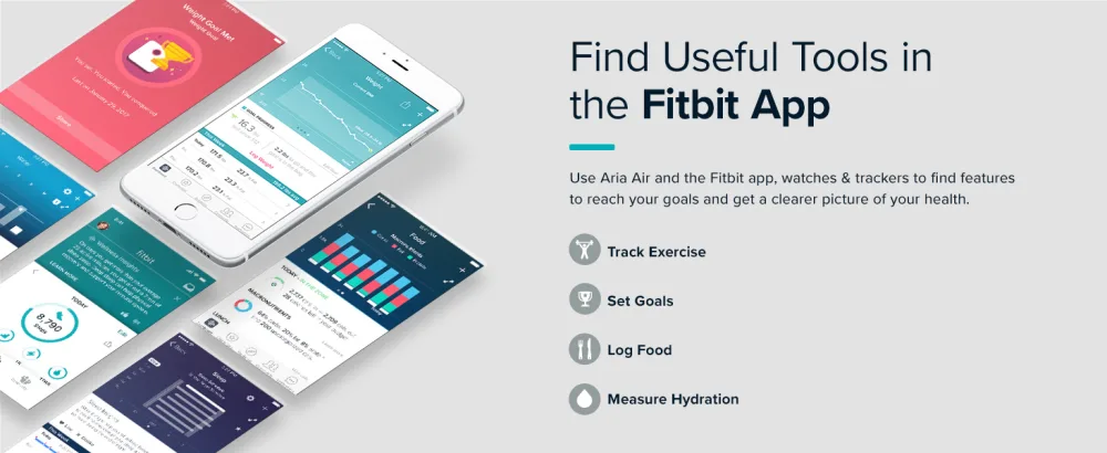 Fitbit Aria Air Bluetooth Digital Body Weight and BMI Smart Scale, Black - Find useful tools in the fitbit app