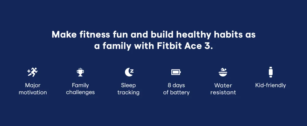 Fitbit Ace 3 Activity Tracker for Kids 6+ One Size, Black/Racer Red - Fitbit Ace 3 Features