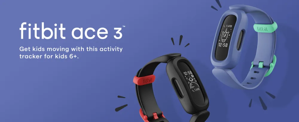 Fitbit Ace 3 Activity Tracker for Kids 6+ One Size, Black/Racer Red - Fitbit Ace 3 - get kids moving with this activity tracker