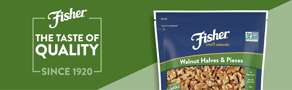 Fisher Chopped Walnuts, 32 Ounces, California Grown Walnuts, Unsalted, Naturally Gluten Free, No Preservatives, Non-GMO - Walnut