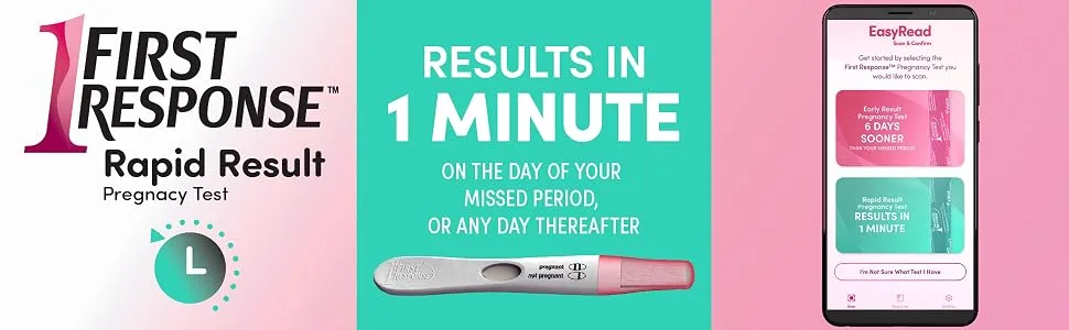 First Response Rapid Result Pregnancy Test, 2 Pack - fast results in just one minute over 99% accuracy* compatible with the free EasyRead App