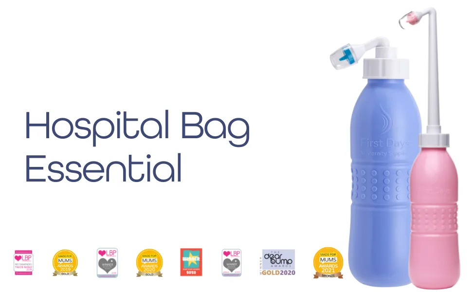 First Days Maternity - Pink Peri Bottle, Large 650ml Capacity - New Mum Essential Item for Postpartum Recovery - Hospital Bag Must Have - hospital bag essential item for postpartum recovery