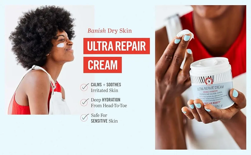 First Aid Beauty Ultra Repair Cream Intense Hydration Moisturizer for Face and Body  6 oz. 6 Ounce - First Aid Beauty