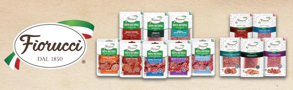 Fiorucci All Natural Hard Salami Nuggets, 6 Ounce Uncured Hard Salami - Fiorucci Header