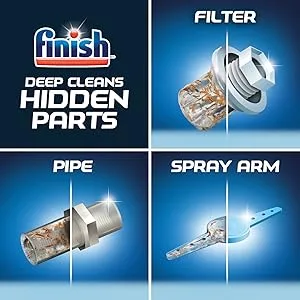 Finish Dual Action Automatic Dishwasher Cleaner, Fights Grease & Limescale, 8.45 Ounce - Deep clean hidden parts: filter, pipe, and spray arm