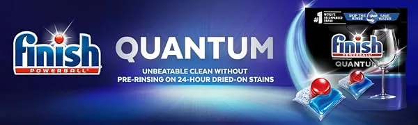 Finish - Quantum - 64ct - Dishwasher Detergent - Powerball - Ultimate Clean & Shine - Dishwashing Tablets - Dish Tabs - Quantum Banner
