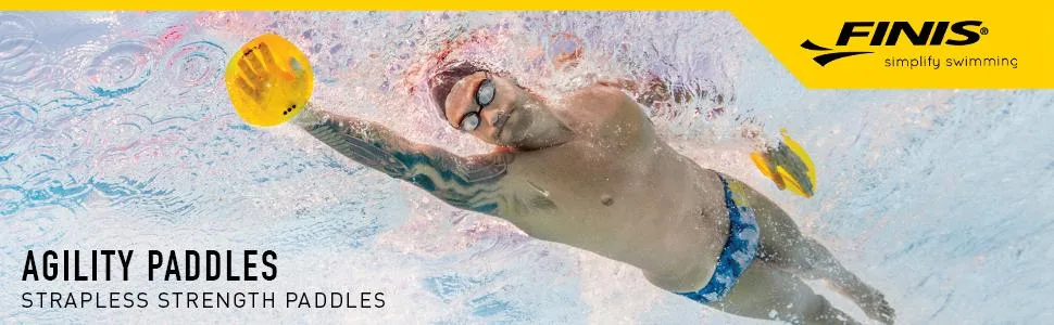FINIS Floating Agility Paddles Large for Swim Training, Yellow - product information 1