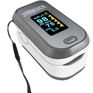 Finger Pulse Oximeter, (SpO2) Blood Oxygen Saturation Monitor with Pulse Rate Measurements and Pulse Bar Graph, Digital Reading LED Display - oxygen saturation monitor