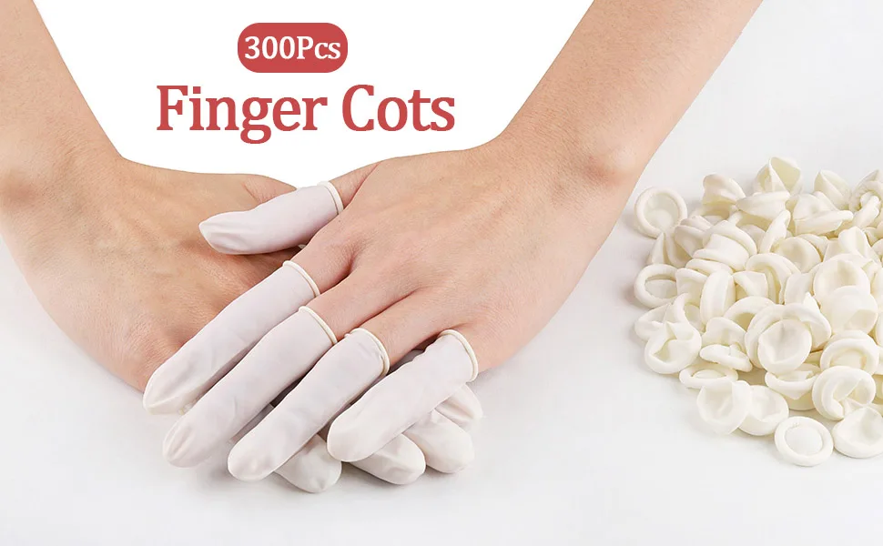 Finger Cots Small 300 Pcs Fingertips Protective Finger Cots White Disposable Finger Rubber Tips for Injured Finger,Cracked Finger,Sports - Finger Cots