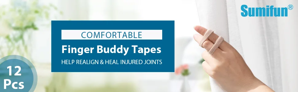 Finger Buddy Wraps, 12 PCS Finger Loops Tapes for Broken, Jammed, Swollen Finger or Dislocated Joint, Splints Brace for Pinky Ring Middle Index Trigger Finger, Toe Strap Bandage 2# - buddy finger wraps