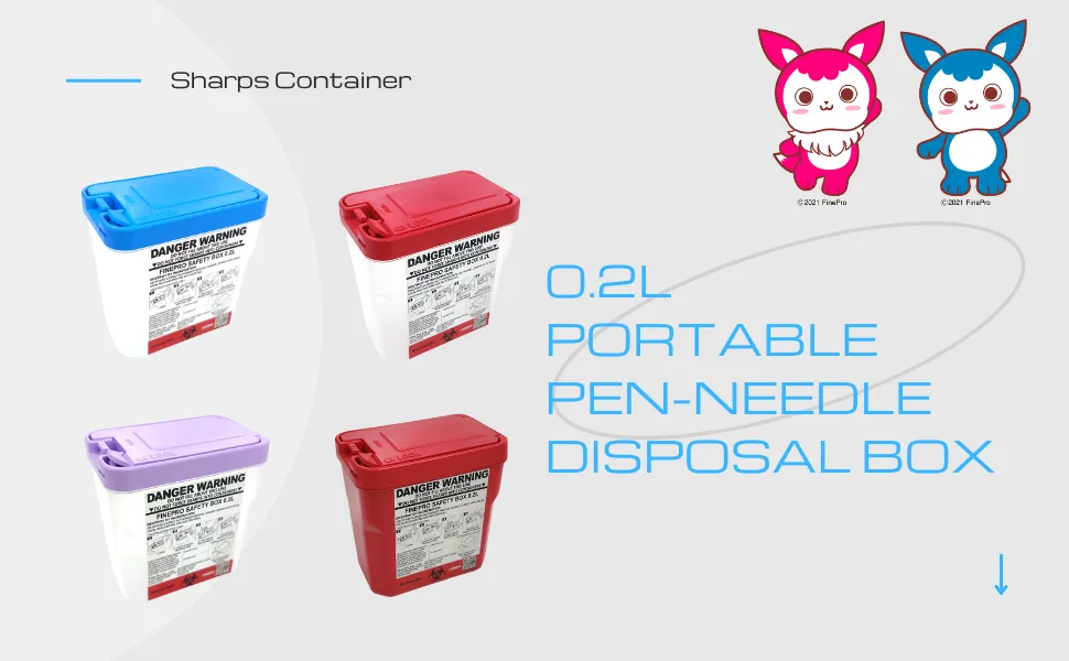 FINEPRO 0.2L Size Portable Pen-Needle Disposal Container Diabetes Care (0.2L, Purple+Clear, 3) 0.2L Purple+Clear 3 - product information 1