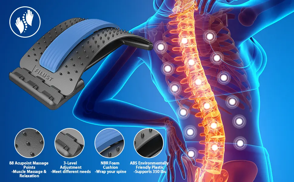 FILUST Back Stretcher for Lower Back Pain Relief, Back Cracking Device, Multi-Level Back Massager Back Cracker Board, Spine Stretcher Pain Relief for Herniated Disc, Sciatica, Scoliosis - Back stretcher