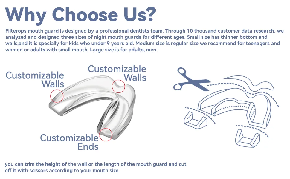 Filterops 8PCS Kids Mouth Guard for Clenching Teeth at Night, Moldable Night Guards for Teeth Grinding, Bruxism, Sport Athletic, Whitening Tray Small - mouthguard