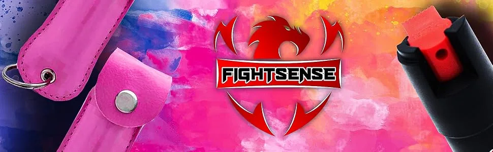 FIGHTSENSE Self Defense Pepper Spray - 1/2 oz Compact Size Maximum Strength Police Grade Formula Best Self Defense Tool for Women W/Leather Pouch Keychain Pink - product information 1