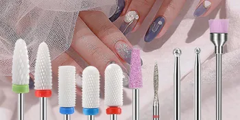 Fiezkaa Nail Drill Bits Set 10Pcs- 3/32 Ceramic Nail Drill Bits for Acrylic Gel Nails Professional Efile Nail Drill Bits Cuticle Remover Diamond Bits for Nails Manicure Pedicure - Diamond Bits for Nails