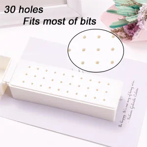 Fiezkaa Nail Drill Bits Holder Stand 30 Holes Dustproof Drill Bit Case Nail Salon Organizer and Storage Displayer Box for Acrylic Nail Drill Bit - nail drill bit case