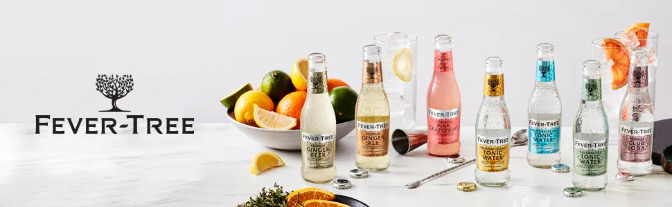 Fever-Tree Premium Tonic Water, Indian, 163.2 Fl Oz (Pack of 24) Premium Indian 6.8 Fl Oz (Pack of 24) - Cocktail, Drink, Beverage, Bar, Tonic, Water, Club Soda, Beer, Ginger, Ale, Mixer, Chaser, Bottle