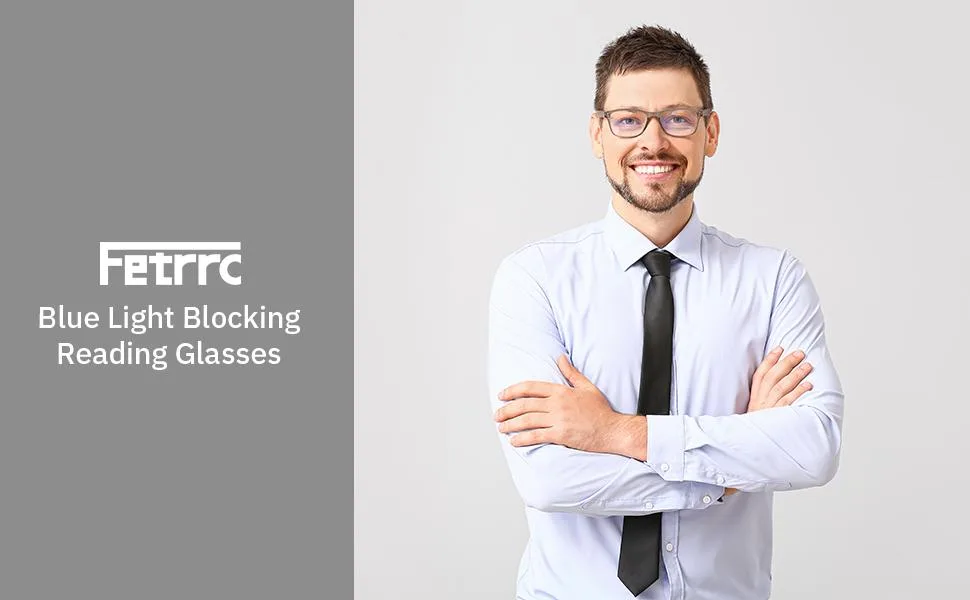 Fetrrc Reading Glasses Blue Light Blocking Computer Readers for Women/Men, Anti Glare/Fatigue Clear Square Eyeglasses 5 Pairs Mix 1.75 x - Fettrrc