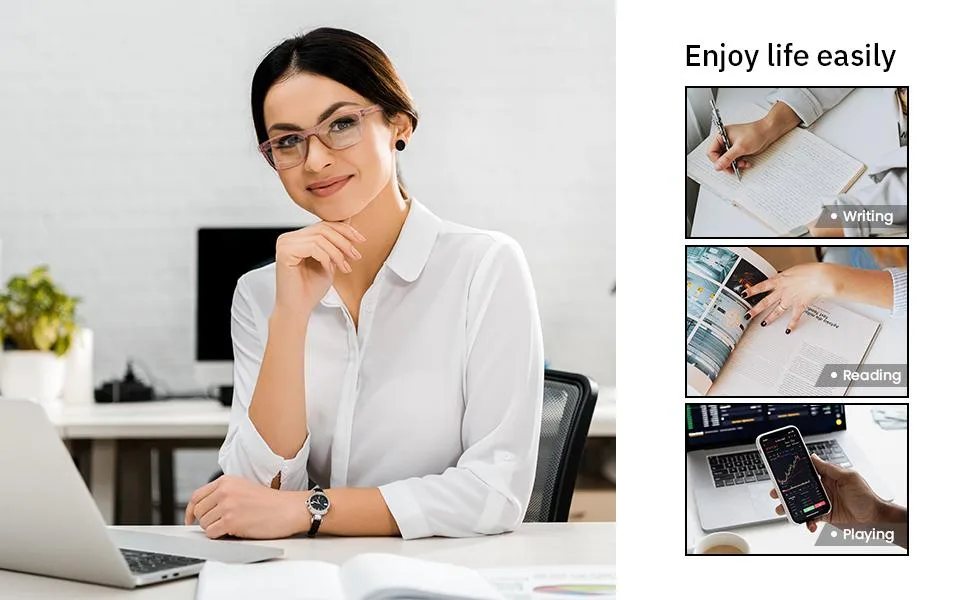 Fetrrc Reading Glasses Blue Light Blocking Computer Readers for Women/Men, Anti Glare/Fatigue Clear Square Eyeglasses 5 Pairs Mix 1.75 x - No more suffering from blurred vision.