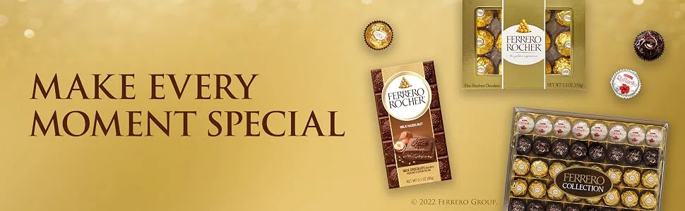Ferrero Rocher Fine Hazelnut Milk Chocolate, 42 Count, Chocolate Candy Gift Box, 18.5 oz - Make Every Moment Special