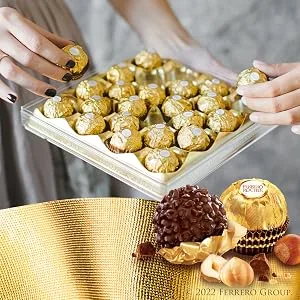 Ferrero Rocher Fine Hazelnut Milk Chocolate, 42 Count, Chocolate Candy Gift Box, 18.5 oz - The Right Gift for Any Occasion
