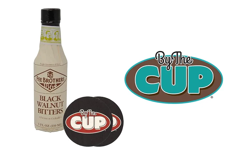 Fee Brothers Bitters Black Walnut Cocktail Bitters 5 Ounce (Pack of 2) with By The Cup Coasters - header 16