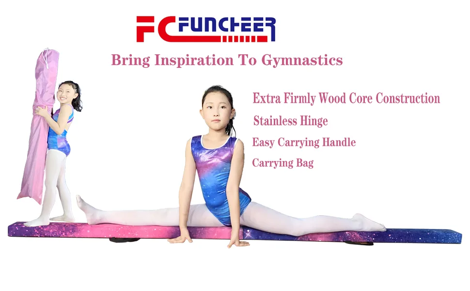 FC FUNCHEER 8FT Folding Gymnastic Beam,Wood core Anti-Slip Bottom with Carrying Handle Magic star - beam