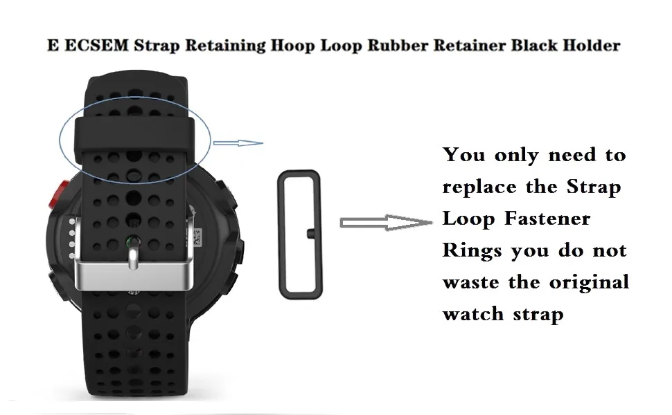 Fastener Rings Compatible with Garmin Forerunner 935 945 Bands Silicone Connector Security Loop Keepers Ring for Forerunner 935 Replacement Band (6-Black+Red) - product information 1