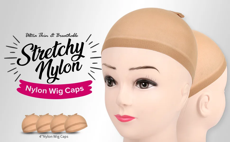 FANDAMEI 4 pieces Light Brown Stocking Wig Caps Stretchy Nylon Wig Caps for Women - product information 2