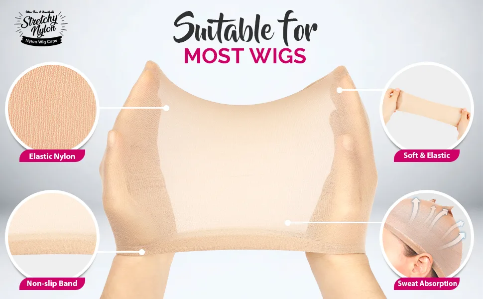 FANDAMEI 4 pieces Light Brown Stocking Wig Caps Stretchy Nylon Wig Caps for Women - product information 3