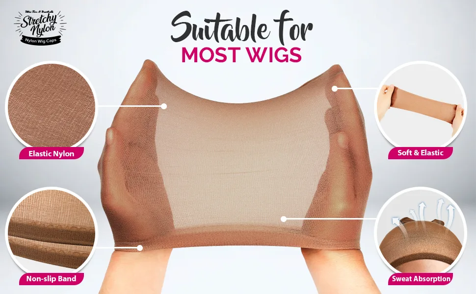 FANDAMEI 4 pieces Dark Brown Stocking Wig Caps Stretchy Nylon Wig Caps for Women - product information 3
