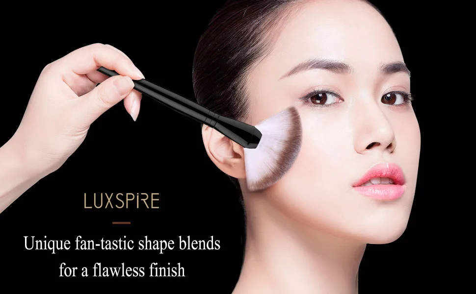 Fan Makeup Brush, Luxspire Professional Highlighting Make Up Brush Blush Bronzer Cheekbones Brush, Single Large Soft & Dense Face Bulsh Powder Foundation Brushes Make Up Tool, Black - product information 7