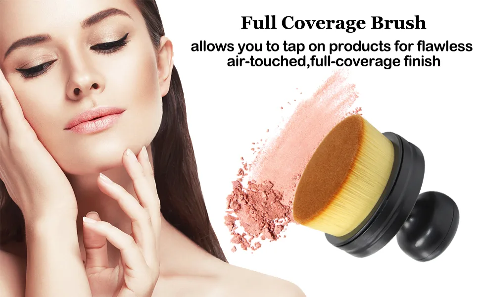 Falliny Foundation Makeup Brush, Travel Kabuki Foundation Brush for Face & Body, Large Full Coverage Makeup Brushes for Blending Liquid, Cream or Flawless Powder Cosmetics Round - brush