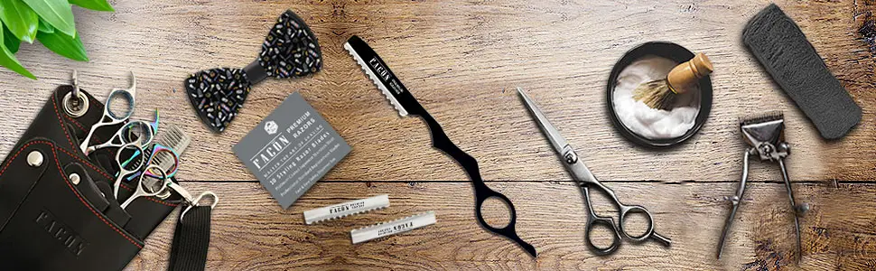 Facn Professional Hair Styling Thinning Texturizing Cutting Faether Razor + 10 Replacement Blades - Styling razor, Thinning razor