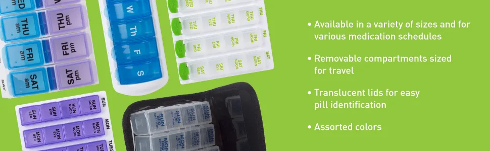 Ezy Dose Weekly AM/PM Travel Pill Organizer and Planner  Removable AM/PM Compartments  Great for Travel (Small) Weekly AM/PM - Small - ezy dose pill planner product details