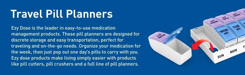 Ezy Dose Weekly AM/PM Travel Pill Organizer and Planner  Removable AM/PM Compartments  Great for Travel (Small) Weekly AM/PM - Small - ezy dose pill planners descriptions