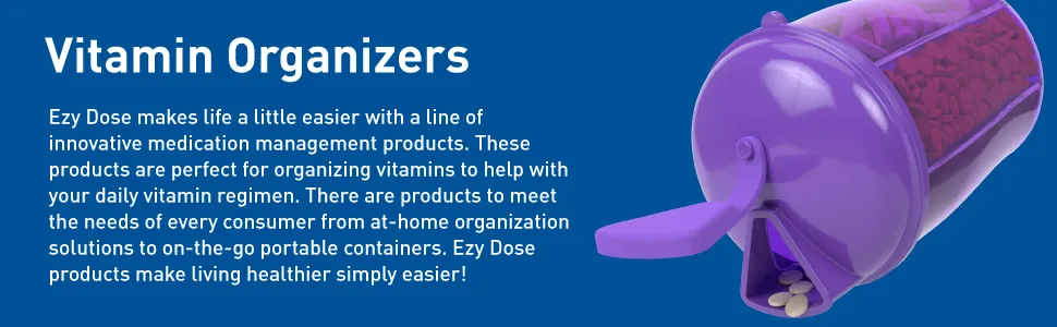 Ezy Dose Vitamin Organizer, 6 Large Compartments for Monthly, 30-Day Storage, Colors may vary Assorted Colors 1 Count - ezy dose vitamin organizers description