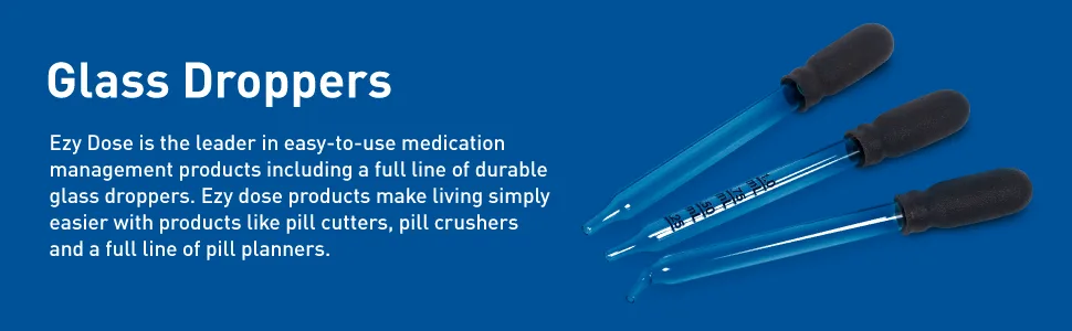 EZY DOSE Ear and Eye Medicine Dropper For Liquid & Essential Oils 1mL Capacity Calibrated Glass, Clear Calibrated Straight Tip - ezy dose glass droppers description