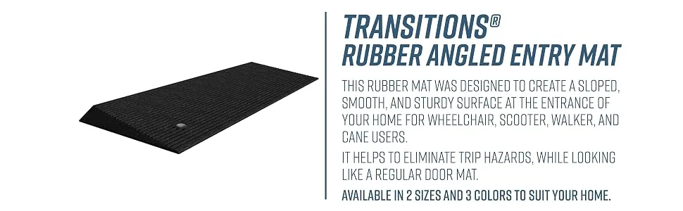 EZ-ACCESS Transitions Rubber Angled Entry Mat, Black, 1.5 Inch Rise Black Standard 1.5 Inch Rise - Tranisitions Rubber Angled Entry Mat