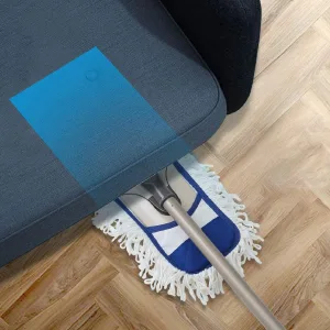 Eyliden Dust Mop with 2 Reusable Washable Pads - One Touch Replacement, Height Adjustable Handle, Wet & Dry Mops for Floor Cleaning, Hardwood, Laminate, Tile Flooring Push Dust Broom (Blue) - mops