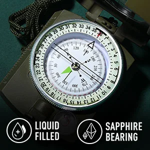 Eyeskey Multifunctional Tactical Survival Military Compass with Lanyard & Pouch | Waterproof & Impact Resistant | Lensatic Sighting Compass for Hiking EK1001 Green Compass - Stability and speed