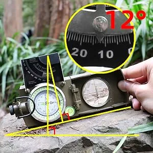 Eyeskey Multifunctional Military Sighting Navigation Compass with Inclinometer | Impact Resistant & Waterproof Compass for Hiking, Camping EK-76-Green - inclimeter