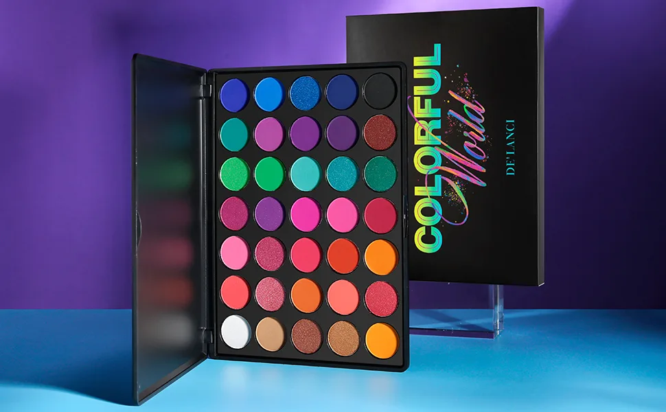 Eyeshadow Palette, 35 Bright Colors Matte Shimmer Eyeshadow Makeup Pallete - Long lasting and High Pigment Silky Powder Eye Shadow Cosmetics Set #35E - 35 E